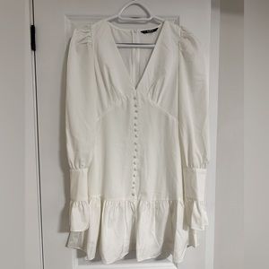 White Peplum Chiffon Dress